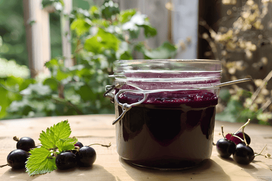 Compota fatta in casa in casa con vaniglia e scorza di limone