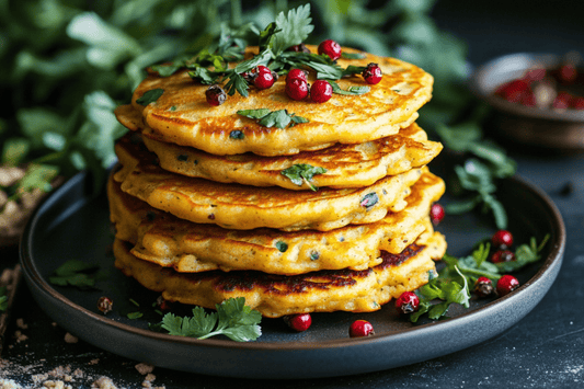 Pancake di ceci salati (Besan Chilla) con erbe e spezie