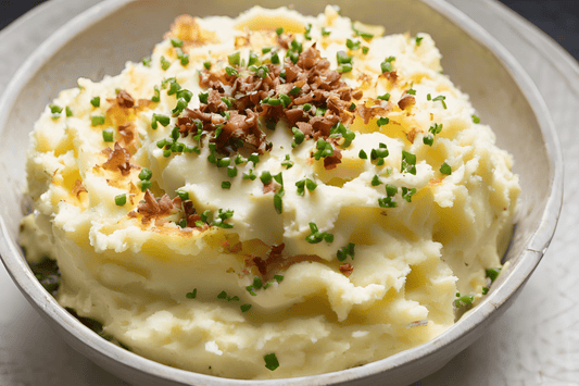 Pagina carica cremosa patate con cheddar, pancetta e erba cipollina