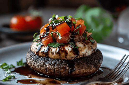 Funghi portobello ripieni di Caprese con glassa balsamica
