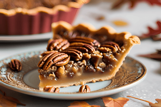 Decadent Southern Bourbon Pecan Pie con una crosta burrosa