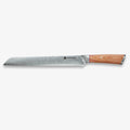Coltello da pane giapponese in acciaio damasco Haruta da 10 pollici VG10 con manico in legno e fodero