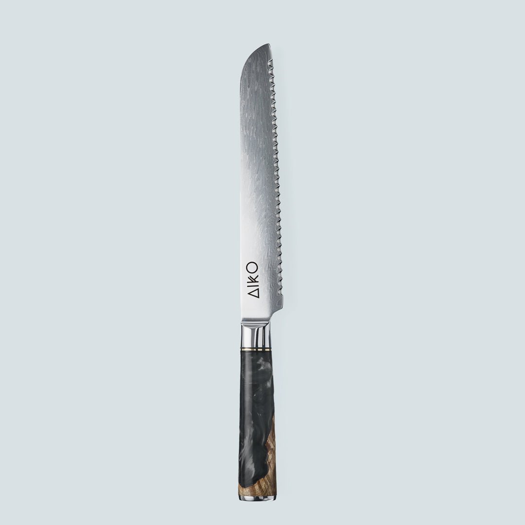 Aiko Black (あいこ, アイコ) coltello in acciaio Damasco con manico in resina nera colorata