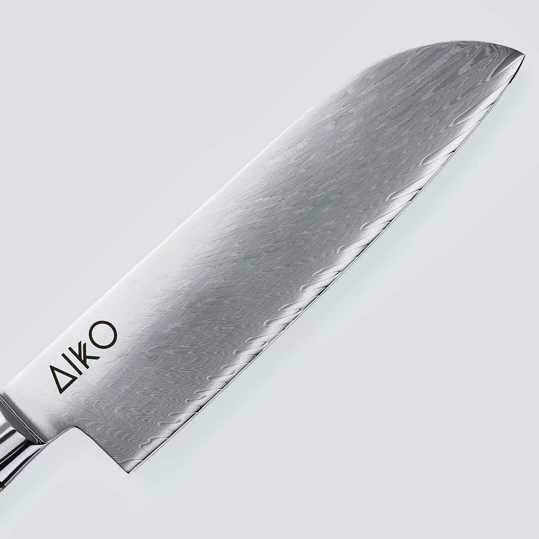 Aiko Blue (あいこ, アイコ) Damasco Knife in acciaio con maniglia di resina blu colorata