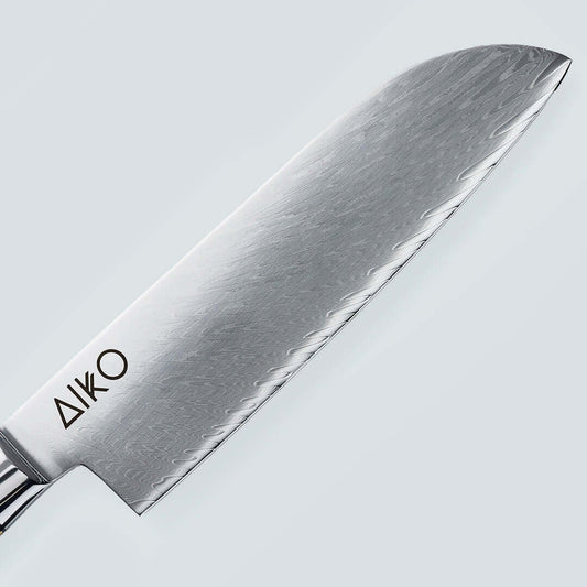 Aiko Blue (あいこ, アイコ) Damasco Knife in acciaio con maniglia di resina blu colorata