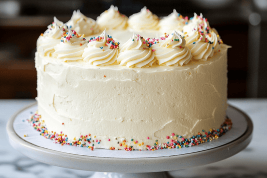 Classic Vanilla Layer Birthday Cake with Whipped Buttercream and Sprinkles