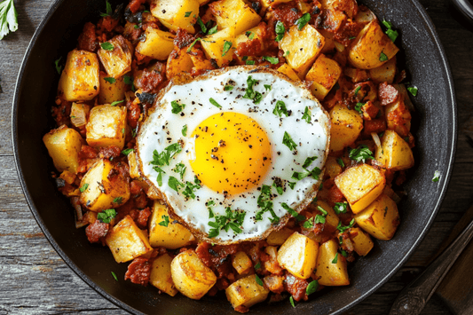 Smoky Chorizo and Potato Hash with Fried Eggs