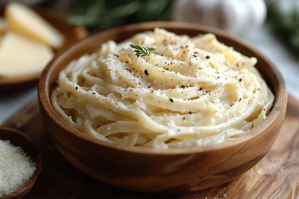 Salsa di pasta bianca cremosa decadente con aglio