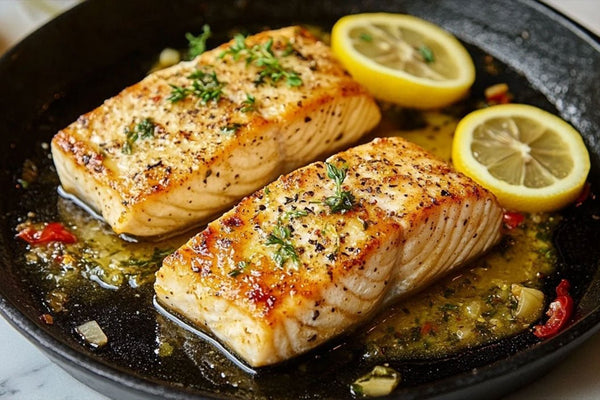 Mahi mahi alla griglia con burro di aglio al limone