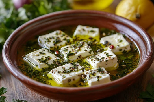 Herb-Marinated Feta in Olive Oil with Garlic and Lemon
