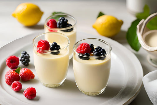 Creamy limone posset con bacche fresche