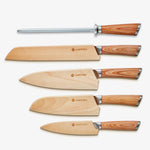 Set coltelli da cucina Haruta VG10 in acciaio damasco giapponese da 5 pezzi con manici in legno e fodero