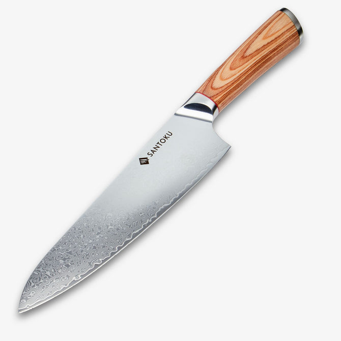Coltello da chef Gyuto in acciaio damasco giapponese Haruta da 8 pollici VG10 con manico in legno e fodero