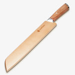 Coltello da pane giapponese in acciaio damasco Haruta da 10 pollici VG10 con manico in legno e fodero