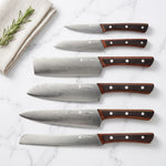 Set di coltelli da cucina Yuhi da 6 pezzi con motivo damasco con manici in pakkawood e confezione regalo