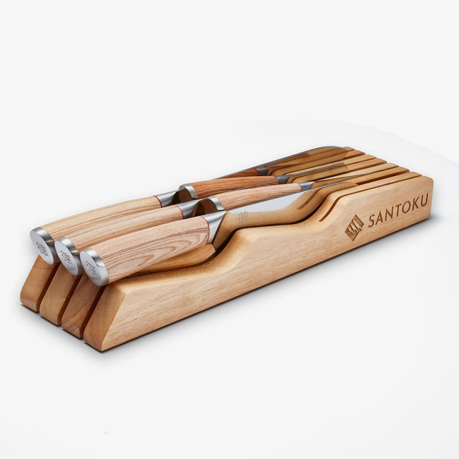 Cassetto per coltelli da cucina | Organizer da tavolo in legno