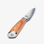Coltello da cucina giapponese in acciaio damasco Haruta da 4 pollici VG10 con manico in legno e fodero