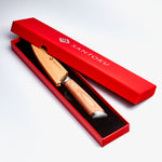 Coltello da cucina giapponese in acciaio damasco Haruta da 4 pollici VG10 con manico in legno e fodero