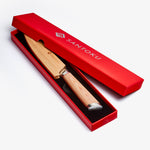 Coltello multiuso giapponese in acciaio damasco Haruta da 5 pollici VG10 con manico in legno e fodero