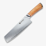 Coltello Nakiri giapponese in acciaio damasco Haruta da 7 pollici VG10 con manico in legno e fodero