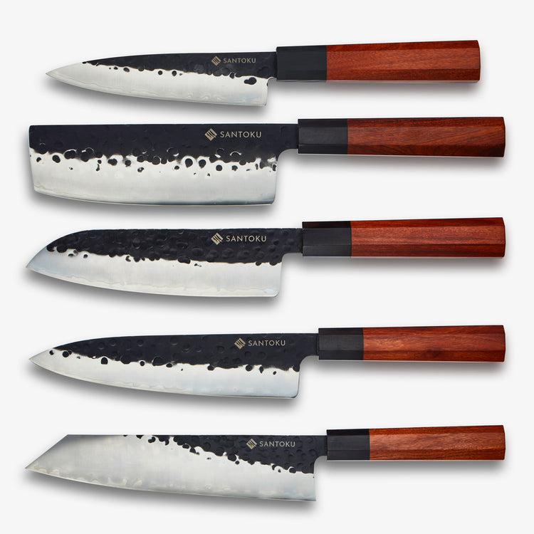 Serie di coltelli Minato con portacoltelli magnetico in legno di acacia