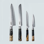 Coltello Aiko in Acciaio Damasco Nero con Manico in Resina Nera Colorata