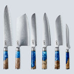Coltello Aiko in Acciaio Damasco Blu con Manico in Resina Color Blu