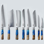 Coltello Aiko in Acciaio Damasco Blu con Manico in Resina Color Blu