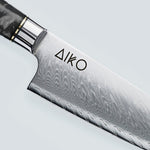 Coltello Aiko in Acciaio Damasco Nero con Manico in Resina Nera Colorata
