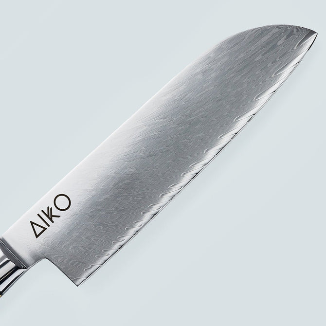 Coltello Aiko in Acciaio Damasco Nero con Manico in Resina Nera Colorata
