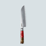 Coltello Aiko in acciaio damasco rosso con manico in resina colorata rossa